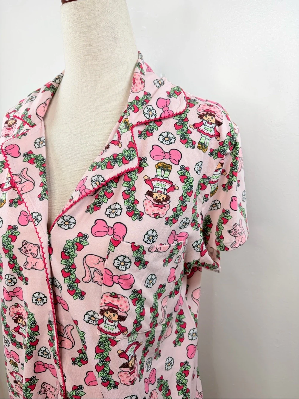 Strawberry Shortcake Button Up PJ Pajama Top